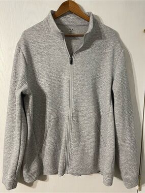 FLX Men's Light Gray Athletic Full Zip Sweater